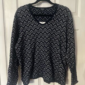 Olsen Blue and White Patterned Sweater